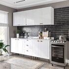 Cozinha Pérola Com Rodapé 4 Peças Aéreos Com 5 Portas, Balcão