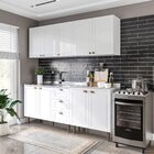 Cozinha Pérola Com Rodapé 4 Peças Aéreos Com 5 Portas, Balcão