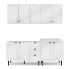 Cozinha Pérola Com Rodapé 4 Peças Aéreos Com 5 Portas, Balcão