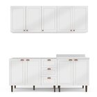 Cozinha Pérola Com Rodapé 4 Peças Aéreos Com 5 Portas, Balcão