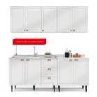 Cozinha Pérola Com Rodapé 4 Peças Aéreos Com 5 Portas, Balcão