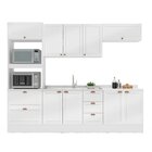 Cozinha Pérola Com Rodapé 5 Peças Torre Quente Aéreo 3 Portas