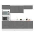 Cozinha Pérola Com Rodapé 5 Peças Torre Quente Aéreo 3 Portas