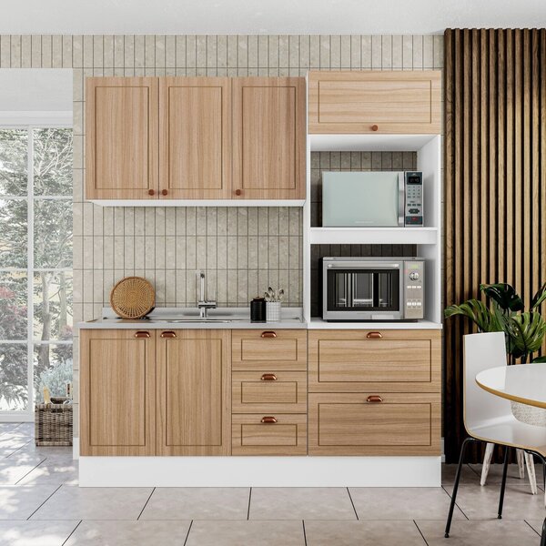 Cozinha Pérola Com Rodapé Completa 3 Peças Aéreo 3 Portas E B