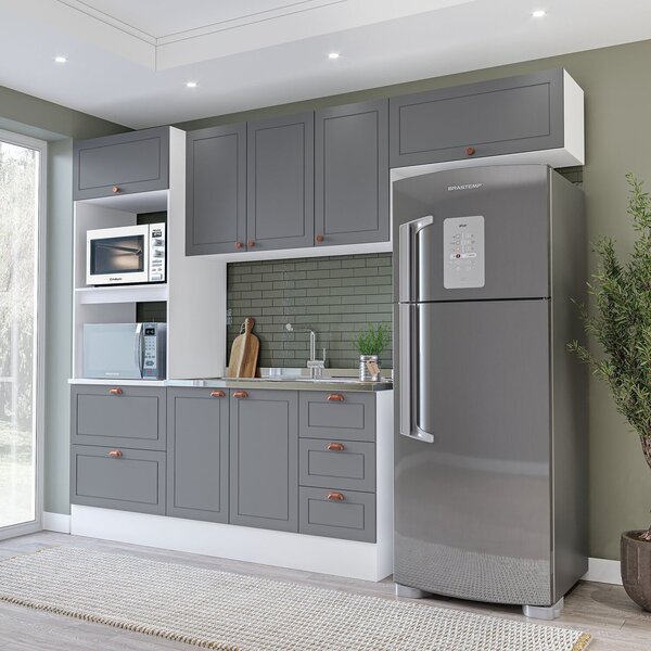 Cozinha Pérola Com Rodapé Completa 4 Peças Torre Quente Aéreo