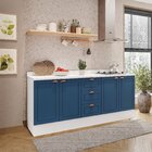 Cozinha Pérola Com Rodapé E Tampo 2 Peças Balcão 2 Gavetas 3