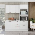 Cozinha Pérola Com Rodapé E Tampo 3 Peças Aéreo 3 Portas E Ba