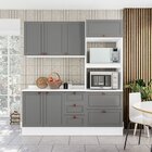 Cozinha Pérola Com Rodapé E Tampo 3 Peças Aéreo 3 Portas E Ba