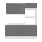 Cozinha Pérola Com Rodapé E Tampo 3 Peças Aéreo 3 Portas E Ba