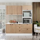 Cozinha Pérola Com Rodapé E Tampo 3 Peças Aéreo 3 Portas E Ba