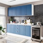 Cozinha Pérola Com Rodapé E Tampo Aéreos Com 5 Portas, Balcão