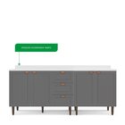 Cozinha Pérola Com Tampo 2 Peças Balcão 2 Gavetas 3 Portas E