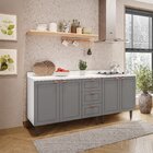 Cozinha Pérola Com Tampo 2 Peças Balcão 2 Gavetas 3 Portas E