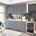 Cozinha Pérola Com Tampo 4 Peças Aéreos Com 5 Portas, Balcão