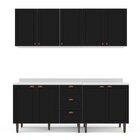 Cozinha Pérola Com Tampo 4 Peças Aéreos Com 5 Portas, Balcão