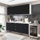 Cozinha Pérola Com Tampo 4 Peças Aéreos Com 5 Portas, Balcão