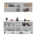 Cozinha Pérola Com Tampo 4 Peças Aéreos Com 5 Portas, Balcão