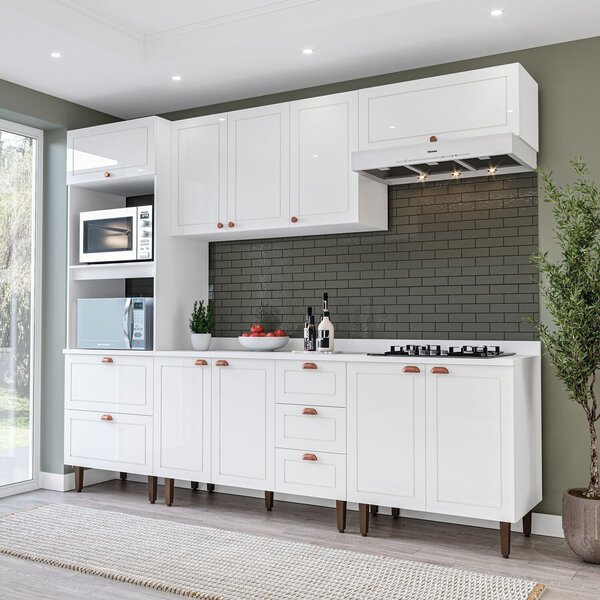 Cozinha Pérola Com Tampo 5 Peças Torre Quente Aéreo 3 Portas