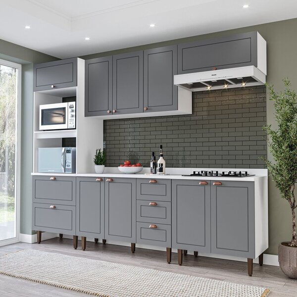 Cozinha Pérola Com Tampo 5 Peças Torre Quente Aéreo 3 Portas