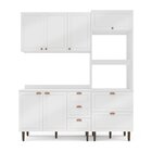 Cozinha Pérola Com Tampo Completa 3 Peças Aéreo 3 Portas E Ba