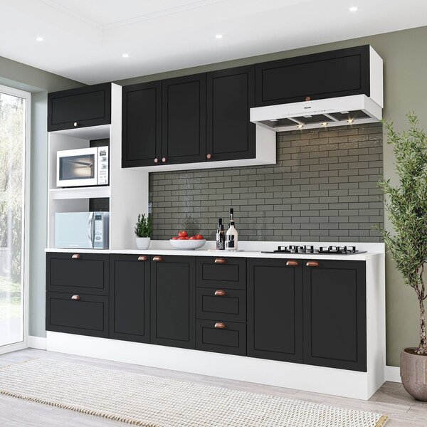 Cozinha Pérola Com Tampo E Rodapé 5 Peças Torre Quente Aéreo