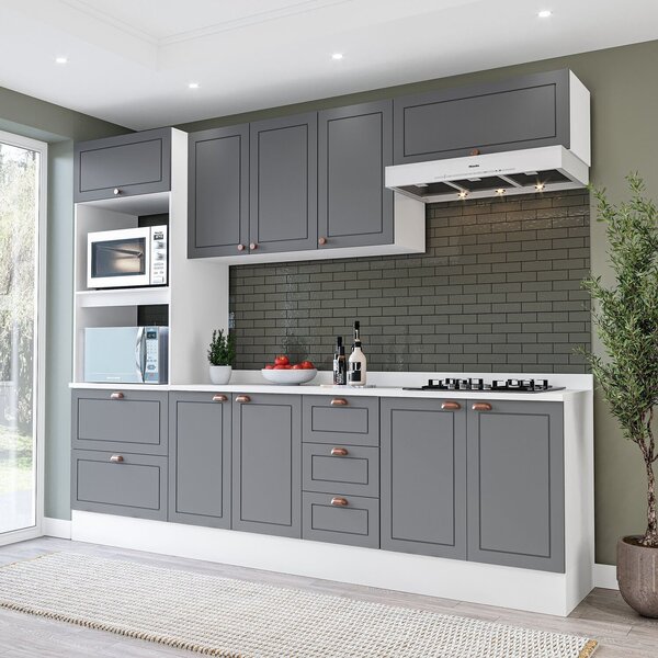 Cozinha Pérola Com Tampo E Rodapé 5 Peças Torre Quente Aéreo