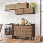 Cozinha Recife Com Tampo 25mm 4 Portas Amêndoa Carvalho Tana