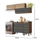 Cozinha Recife Com Tampo 25mm 4 Portas Amêndoa Chumbo Tana De