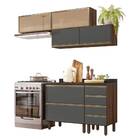 Cozinha Recife Com Tampo 25mm 4 Portas Amêndoa Chumbo Tana De