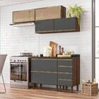 Cozinha Recife Com Tampo 25mm 4 Portas Amêndoa Chumbo Tana De