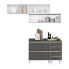 Cozinha Recife Com Tampo 25mm 4 Portas Branco Chumbo Tana Dec