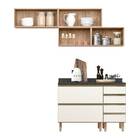 Cozinha Recife Com Tampo 25mm 4 Portas Carvalho Off White Tan