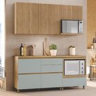 Cozinha Ripada 4 Peças Com Balcão E Aéreo Forno 100% Mdf Rain