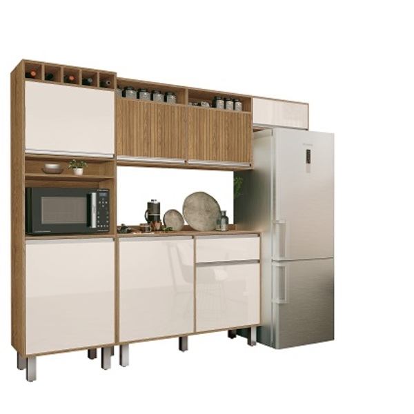 Cozinha Smart Ripado Freijó/off White – Vitamov
