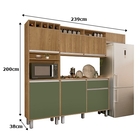 Cozinha Smart Ripado Freijó/verde – Vitamov