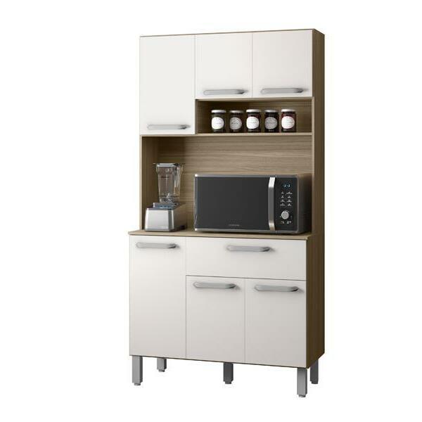 Cozinha Sofia 6 Portas 1 Gaveta Carvalho Oak/off White - Poli