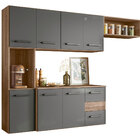 Cozinha Suspensa 07 Portas 02 Gavetas Carvalho Rústico Com Ch