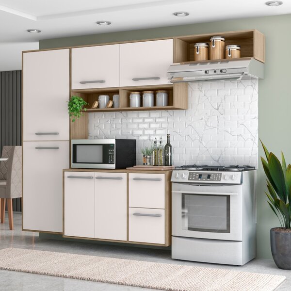 Cozinha Suspensa 7 Portas 1 Gaveta Pequim Carvalho Oak/off Wh