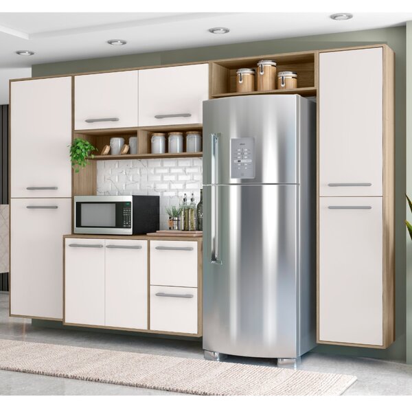 Cozinha Suspensa 9 Portas 1 Gaveta Com Paneleiro Pequim Carva