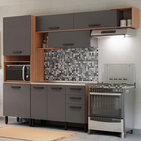 Cozinha Thela Márcia 3 Pçs Balcão P/ Pia Freijó/Grafite