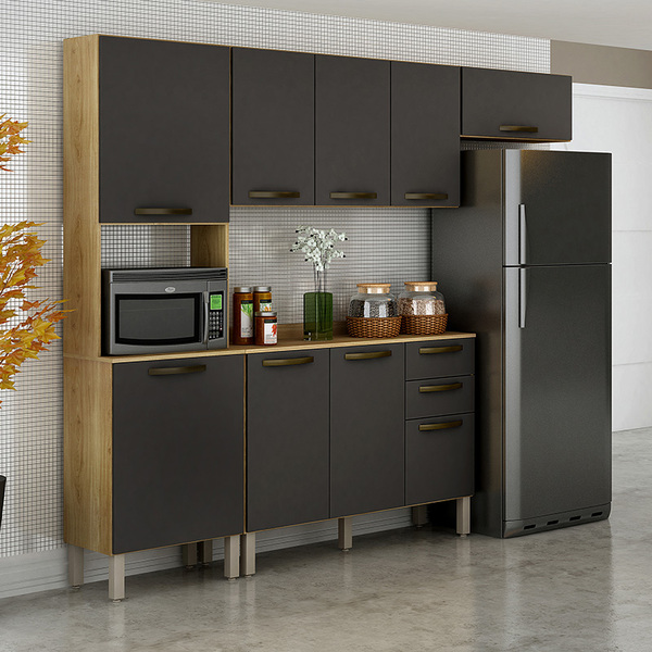 Cozinha Valência 04 Peças Sallêto - Carvalho / Grafite