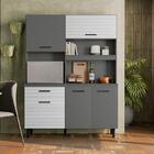 Cozinha Zeus 140 5 Portas 1 Gaveta Chumbo/chumbo/ripado Cinza