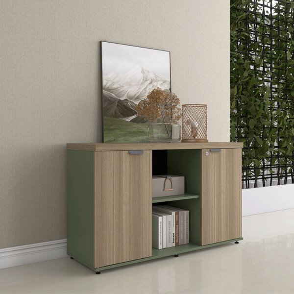 Credenza Para Escritório Pe40 Com 2 Portas Salvia/noce Naturalle