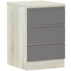 Criado 40cm Prime Legno Crema 3 Gavetas Cinza Puro 60,5x40,5x43,5cm Luciane