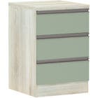 Criado 40cm Prime Legno Crema 3 Gavetas Verde Jade 60,5x40,5x43,5cm Luciane