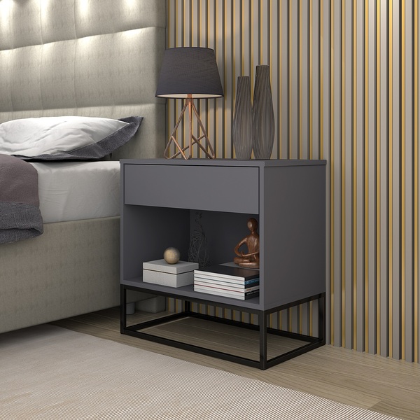 Criado Alto Padrão Malta Com Pés De Ferro Preto