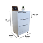 Criado Branco 3 Gavetas 40cm Organizador Quarto E Escritório