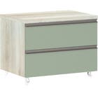 Criado Largo 60cm Prime Legno Crema 2 Gavetas Verde Jade 48,3x60,5x43,5cm Luciane