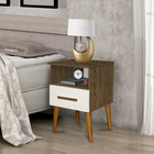 Criado Mudo Moderna Mesa De Cabeceira Retrô 1 Gaveta Pérola -