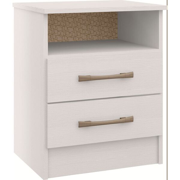 Criado Mudo Versátil 2 Gavetas Branco Champanhe Móveis Castro